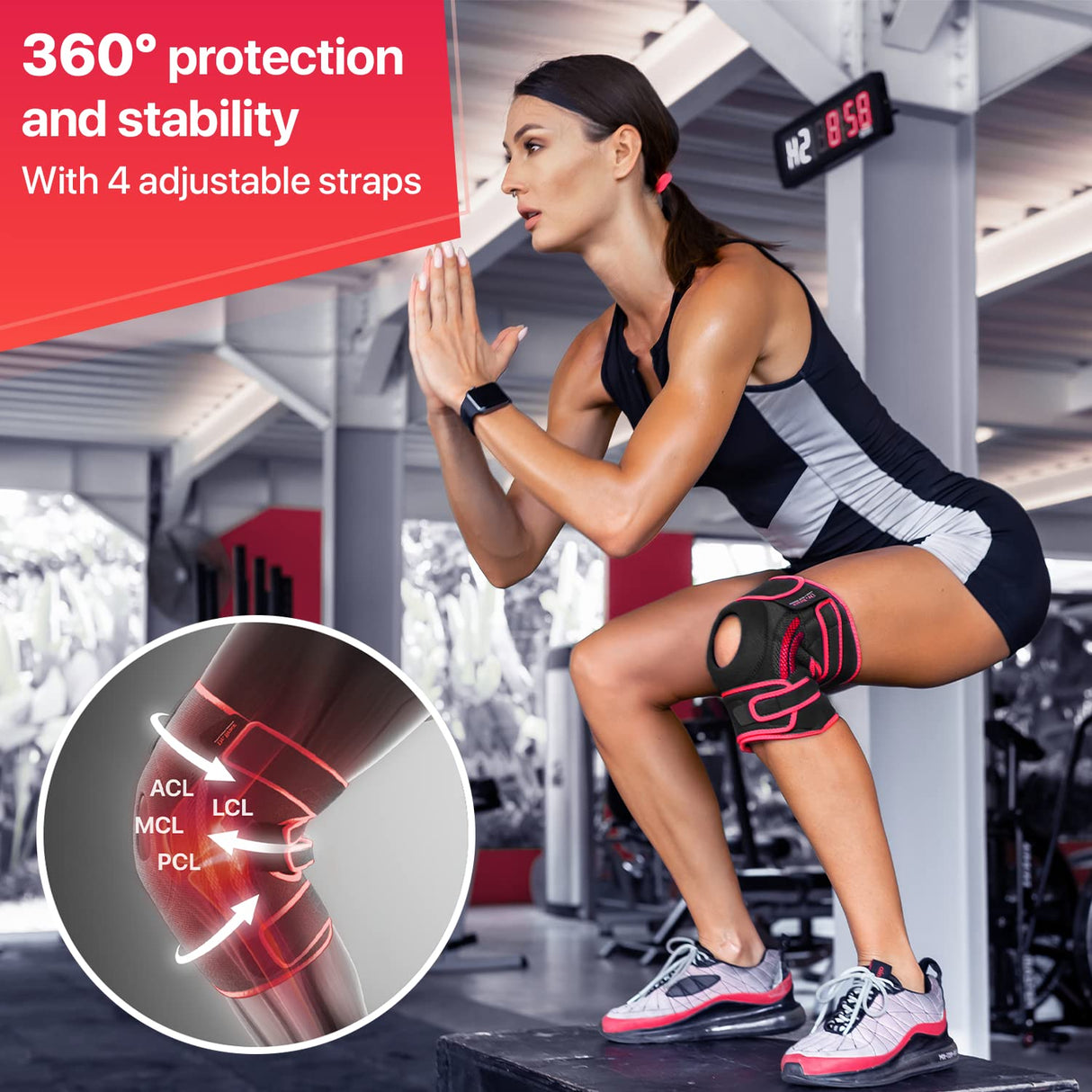 DR. BRACE ELITE Knee Brace with Side Stabilizers & Patella Gel Pads for Maximum Knee Pain Support and fast recovery for men and women-Please Check How To Size Video (Sunrise, X-Large)