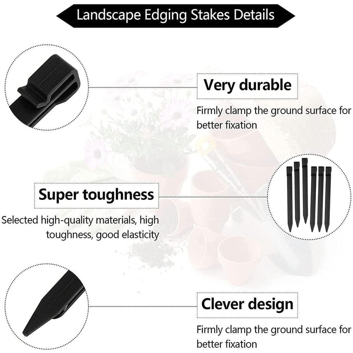 30 PCS Edging Stakes, Landscape Edging Stake for Gardening, Ground Stakes