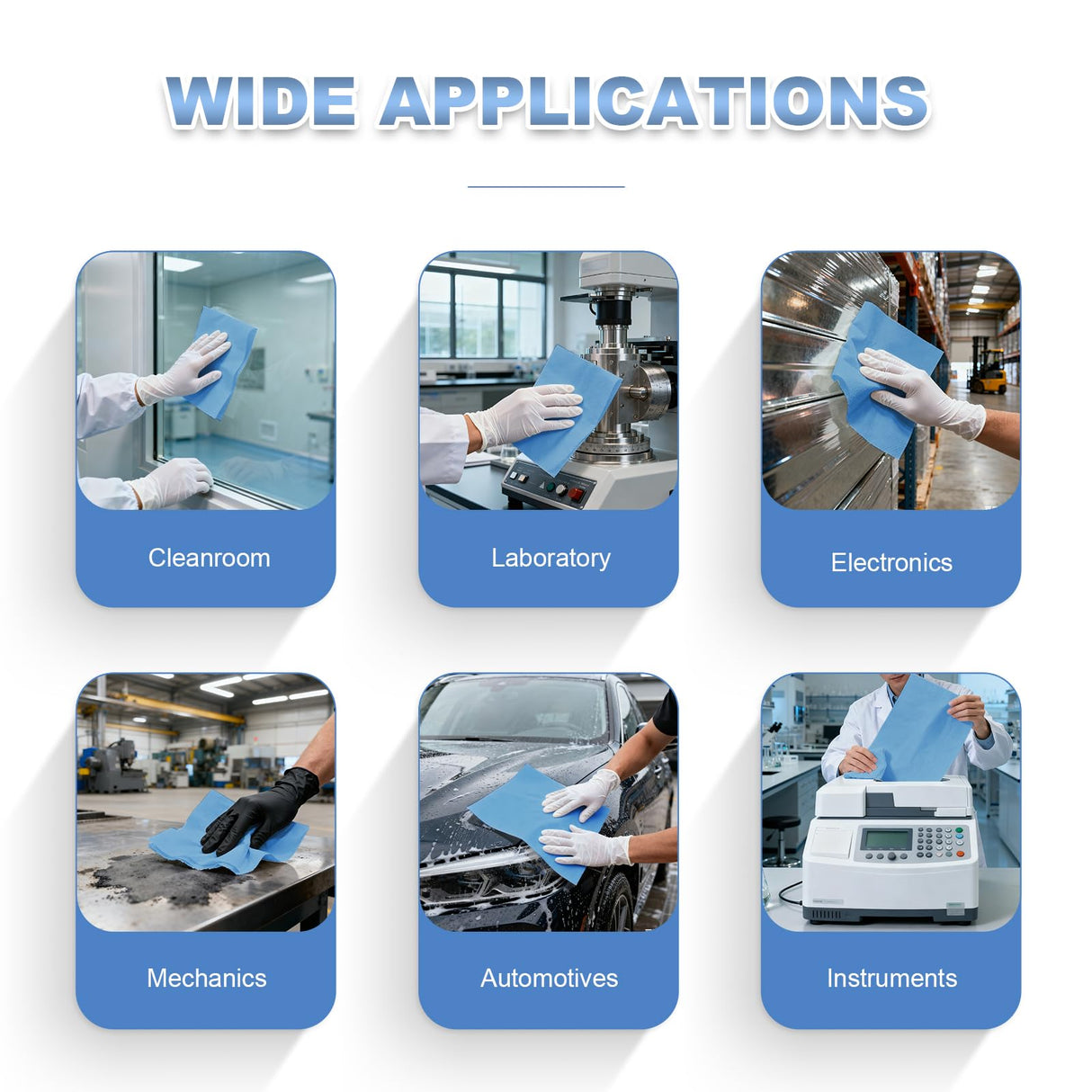Synvicovan Cleanroom Wipes Heavy Duty Cloths, Lint-Free and Extra Absorbent Towels Jumbo Roll, Blue (15"x 5", 500 PCS)