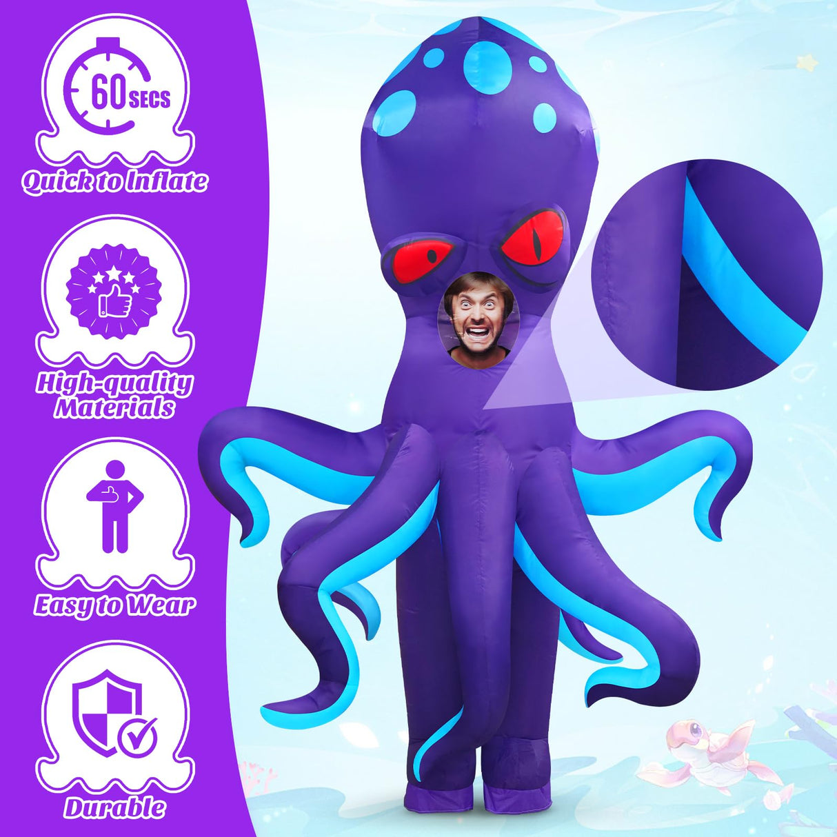 Danxilu Inflatable Costume Adult Full Body Blow Up Octopus Costume Animal Cosplay Men Women Funny Inflatable Halloween Costume Theme Party Christmas Birthday Holiday