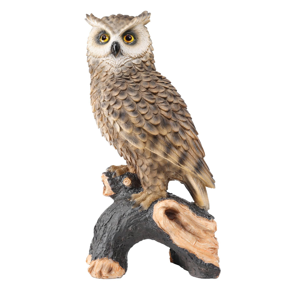 Ovewios Owl Garden Statue - Perching Forest Owl on Stump Resin Figurine for Home Indoor Outdoor Garden Patio Yard Decor