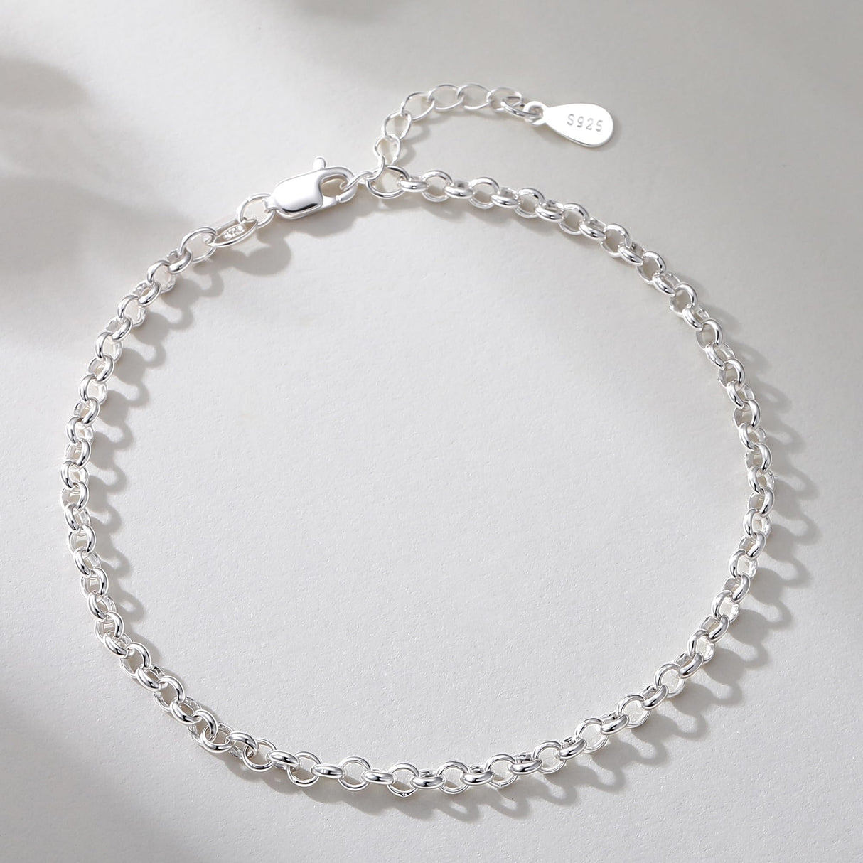TOPCRED 925 Sterling Silver Bracelet, Rolo Chain Bracelet for Women, Exquisite Gifts for Wife Women 7 Inches