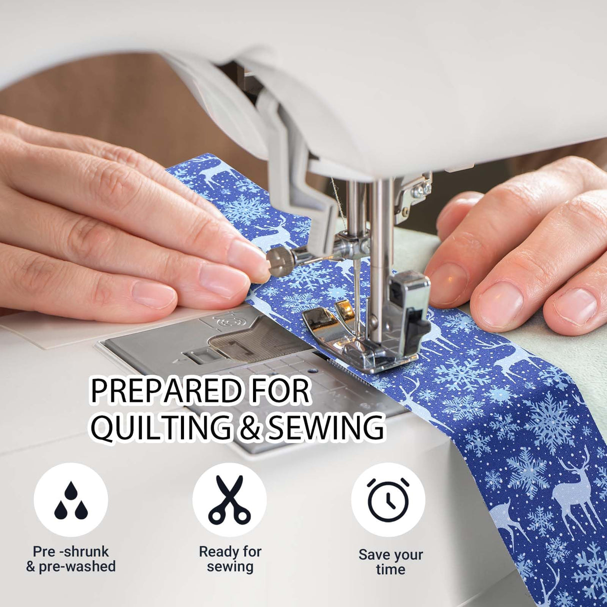 40 Pcs Winter Christmas Snowflakes Cotton Jelly Fabric Strips Blue and White Snowflake Reindeer Patchwork Strips for Quilting Crafting Snowman Precut Patchwork for Sewing DIY Crafts