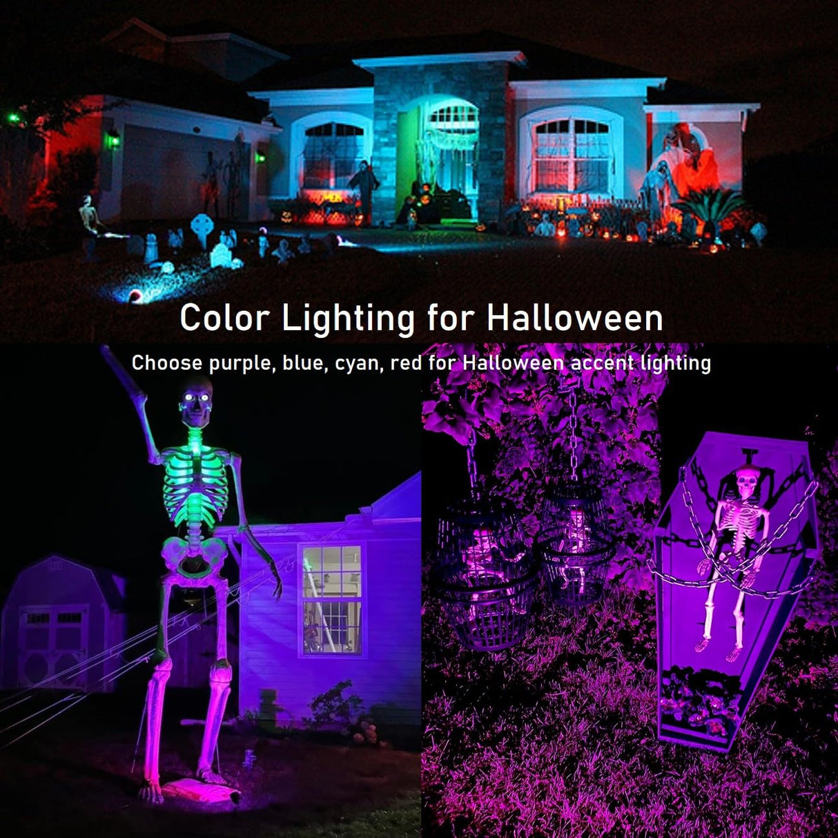 LED Color Landscape Outdoor Spotlight - 120V 25W Remote Waterproof Spot Lights for Yard Garden Tree House Halloween Christmas Lighting