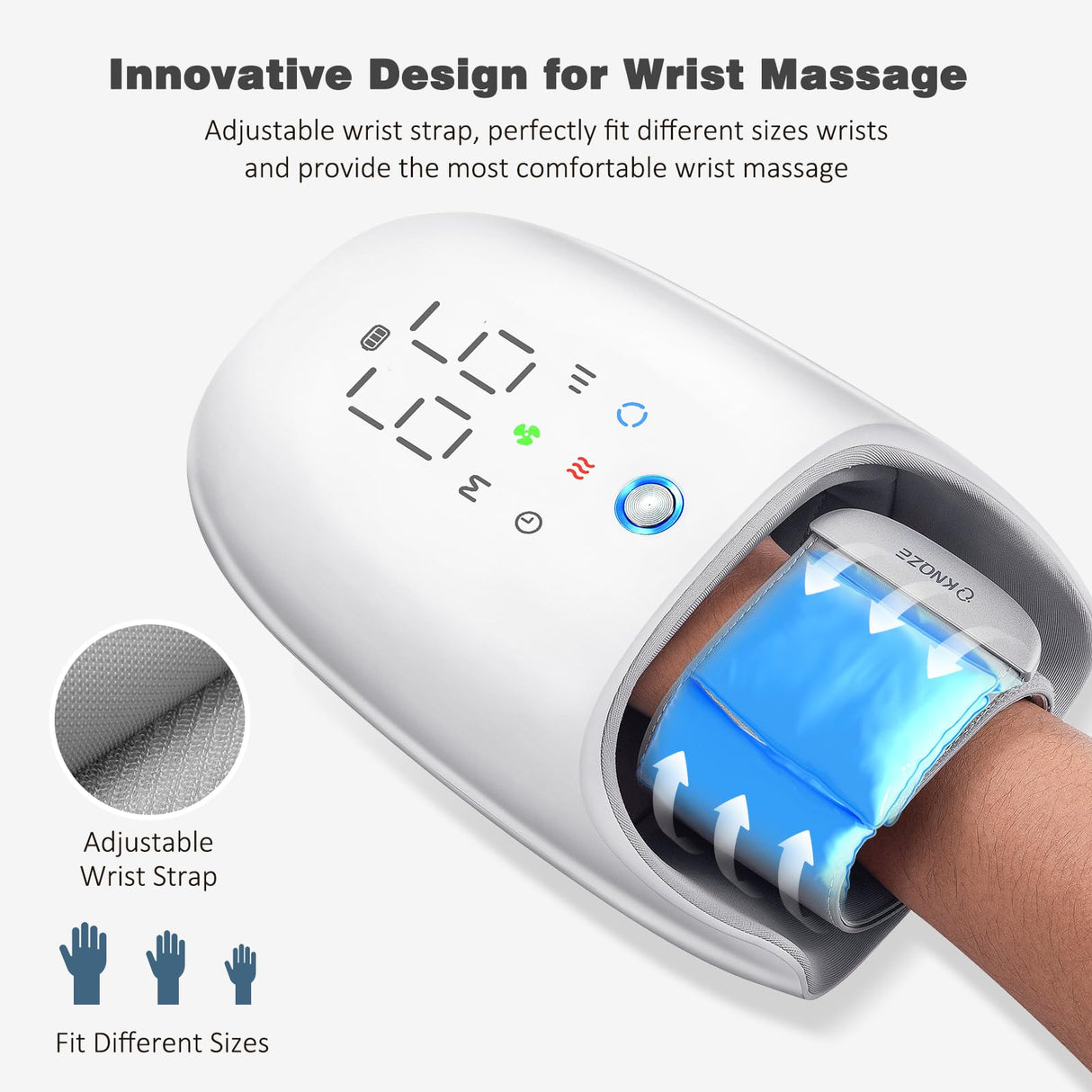 KNQZE Hand Massager with Heat and Compression,Touchscreen Massager with Roller Kneading for Wrist, Carpal Tunnel and Finger Numbness Relief, Mothers Day Gifts for Mom Women & Men (White)