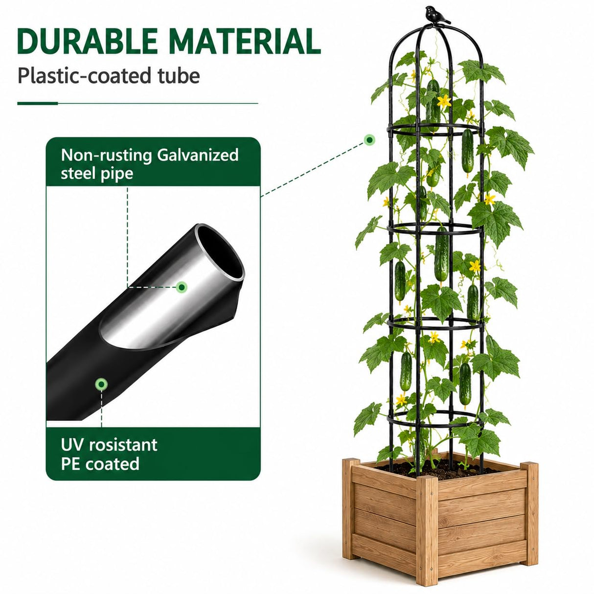 Yotoworth Garden Obelisk Trellis, 6.3 ft Tall, Black, 1PC