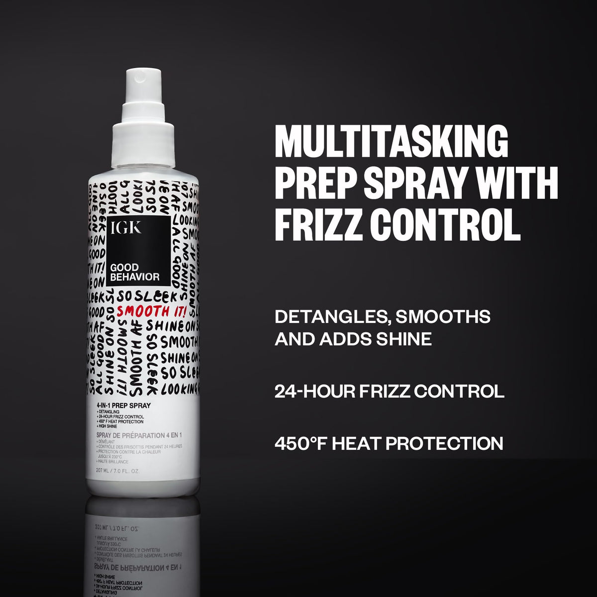 IGK Good Behavior 4-in-1 Prep Spray, Heat Protectant, Leave-In Detangler