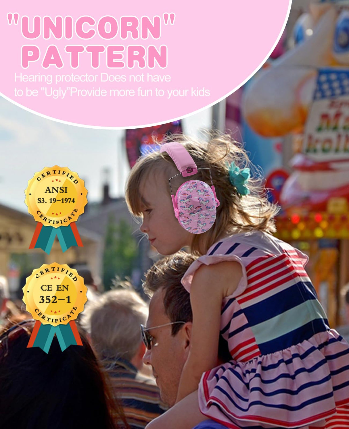 PROHEAR 032 Kids Ear Protection - Noise Cancelling Headphones Ear Muffs for Autism, Toddlers, Children - Pink