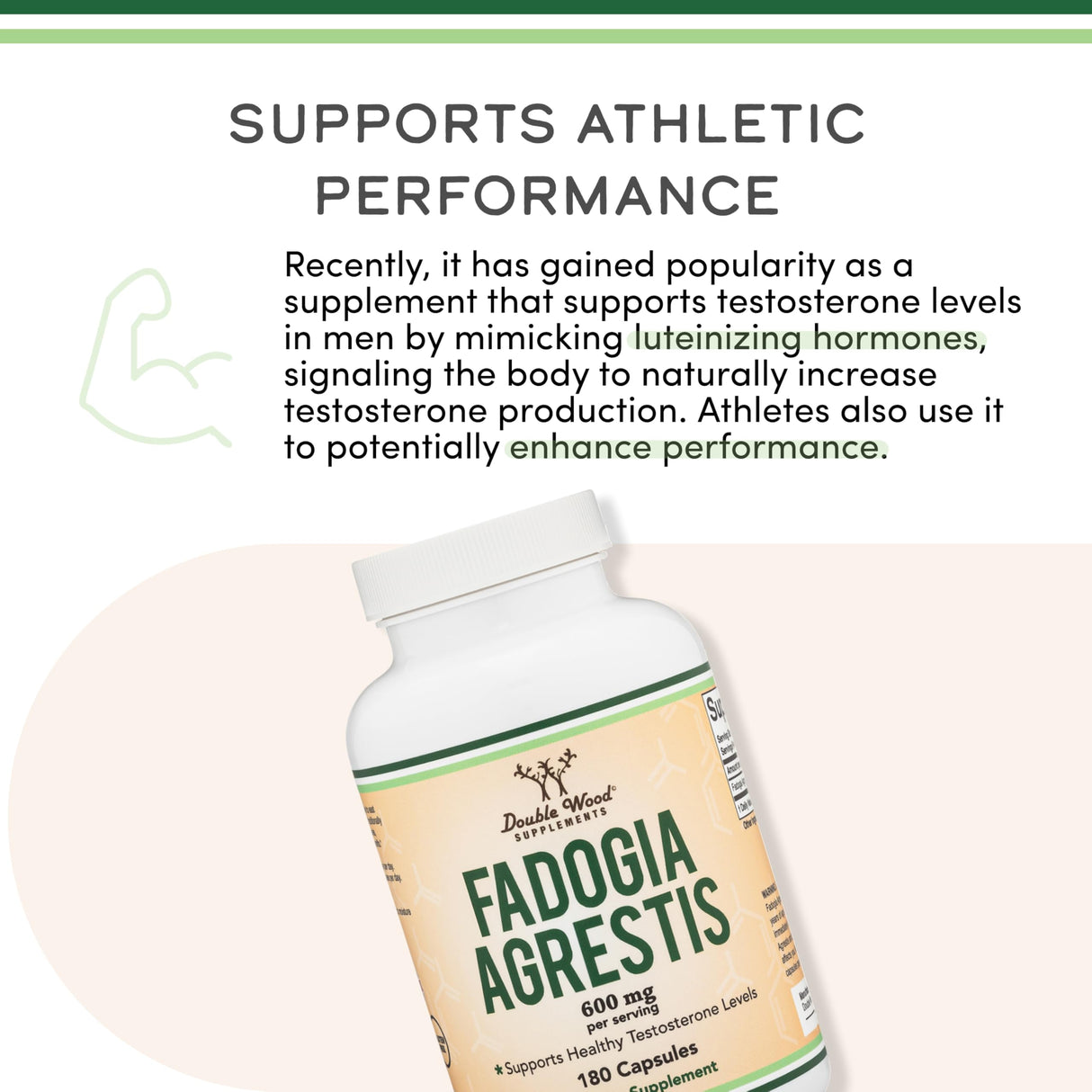 Fadogia Agrestis 600mg Per Serving (180 Capsules) Powerful Extract to Support Athletic Performance (Third Party Tested, Non-GMO, Vegan, Gluten Free) by Double Wood