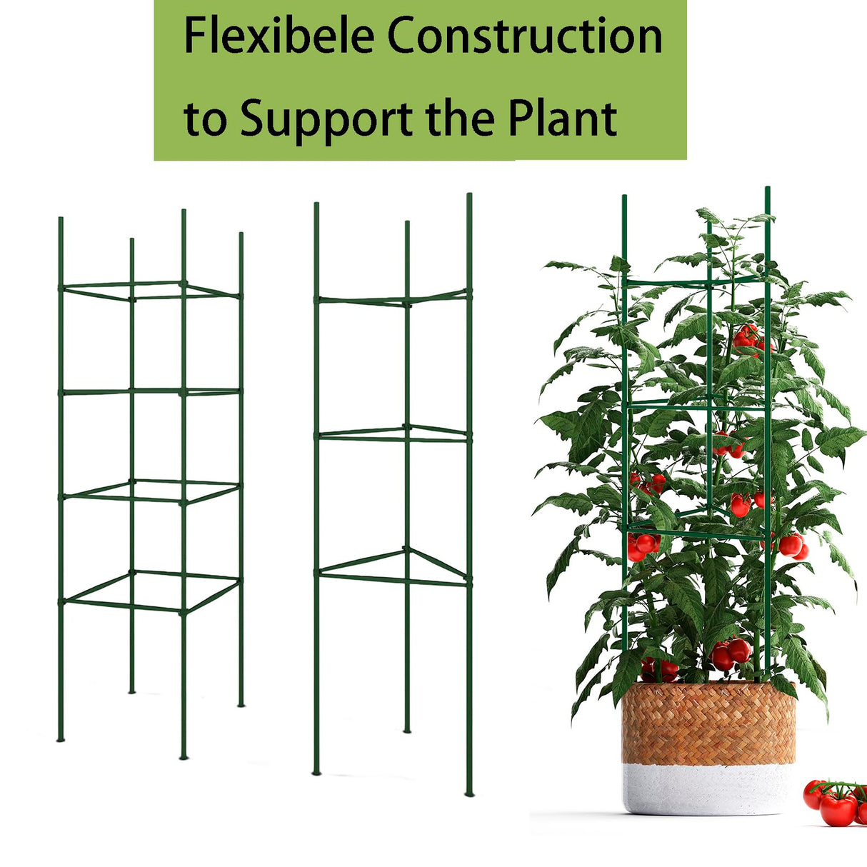 60PCS Plant Stake Arms for Tomato Cage,Expandable 11.8" Plant Supports Trellis Connector Clips for 11mm Garden Plants Stakes Stand Outdoor/Indoor