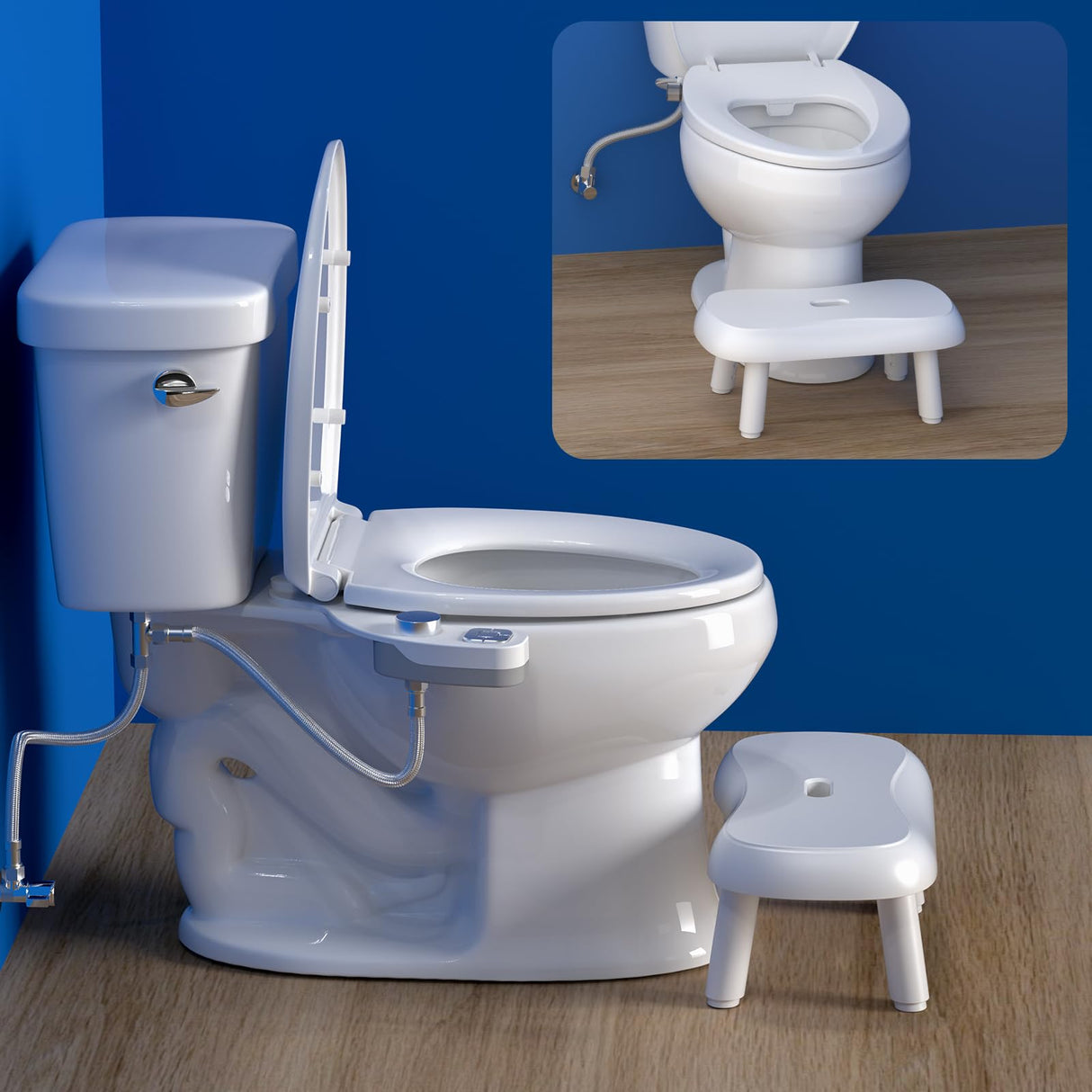 Clirass Toilet Stool Squat - 6.7", 7.5", 8.3" and 9" Adjustable Heights - Bathroom Potty Poop Stool for Adults and Kids with Non-Slip Design