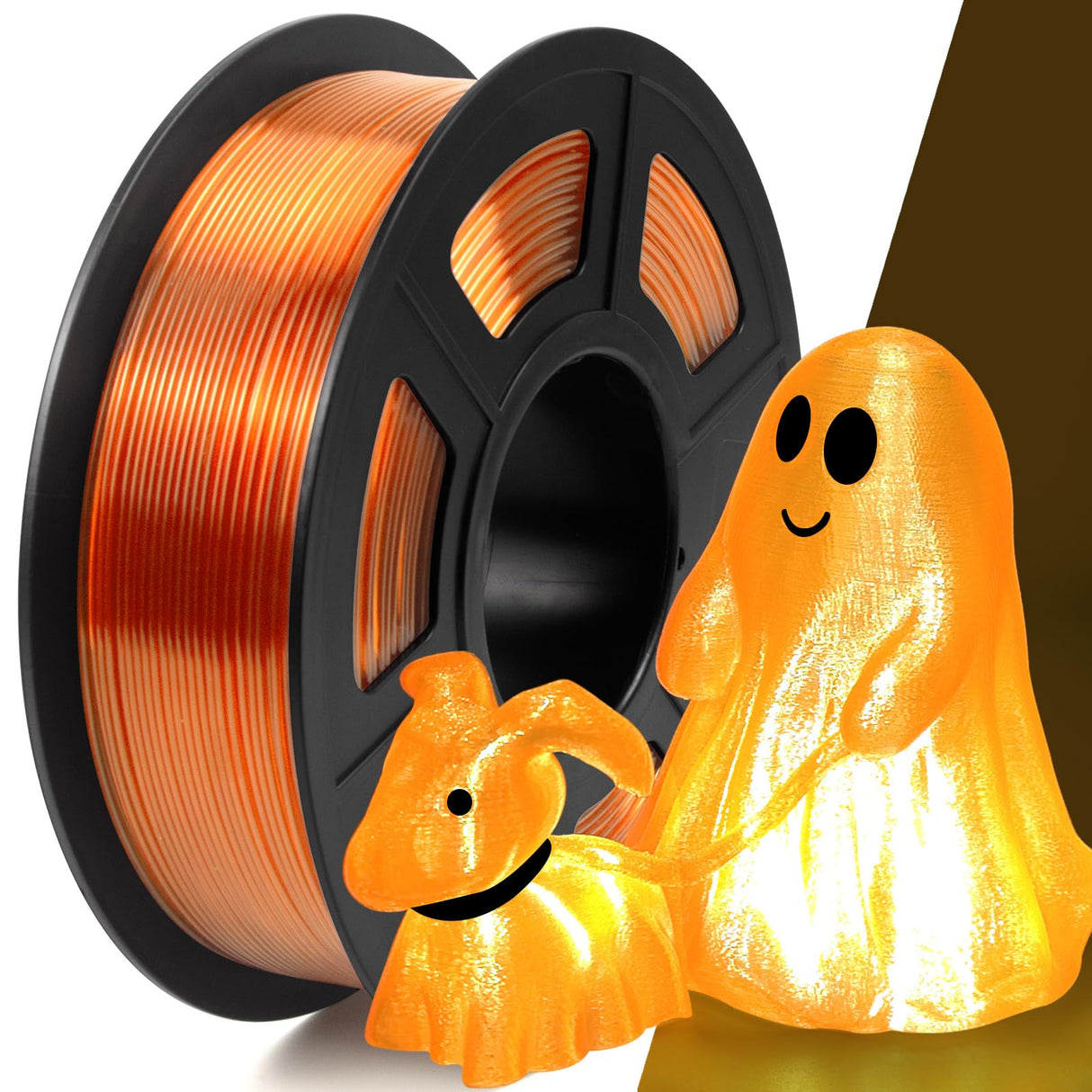 IEMAI Clear PETG Filament 1.75mm Orange 1kg, Crystal Transparent 3D Printer Filament Up to 600mm/s Printing, Good Toughness for Halloween, Christmas & Creative Projects