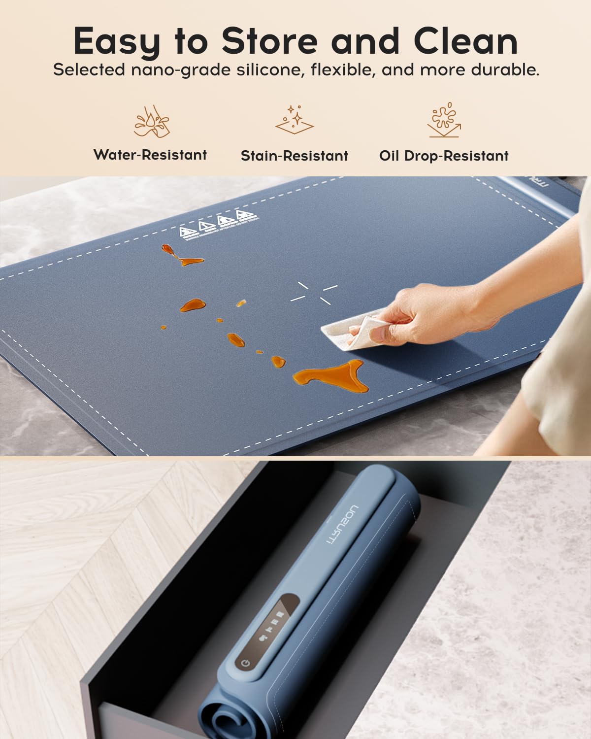 iTRUSOU Electric Warming Tray - Whole-Surface Heating, Rollable & Portable, Premium Silicone Nano-Material, 3 Temperature Settings, Auto Shut-Off - Ideal for Gatherings, Parties, and Everyday Use