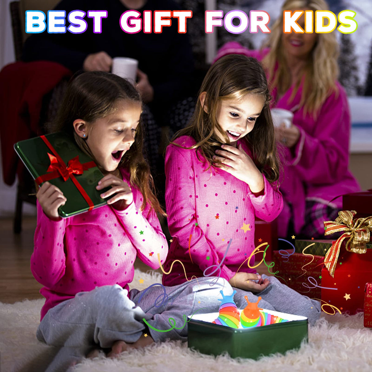 Cevioce Fidget Slug Toy, Sensory Slug Fidget Toy for Kids & Adults, 2 PCS Cute 3D Articulated Sensory Toys - Can Be Spliced, Safe|Exercise Wrist Strength & Stress Relief, Great Gift for ADHD Autism A