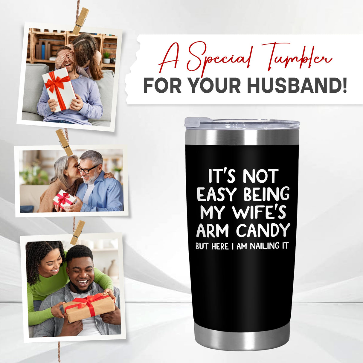 ARVEXO Christmas Birthday Gifts For Husband from Wife - 20 oz Stainless Steel Insulated Coffee Tumbler with Lid - Anniversary Wedding Gifts Gifts for Him Men Husband from Wife, Presents for Men