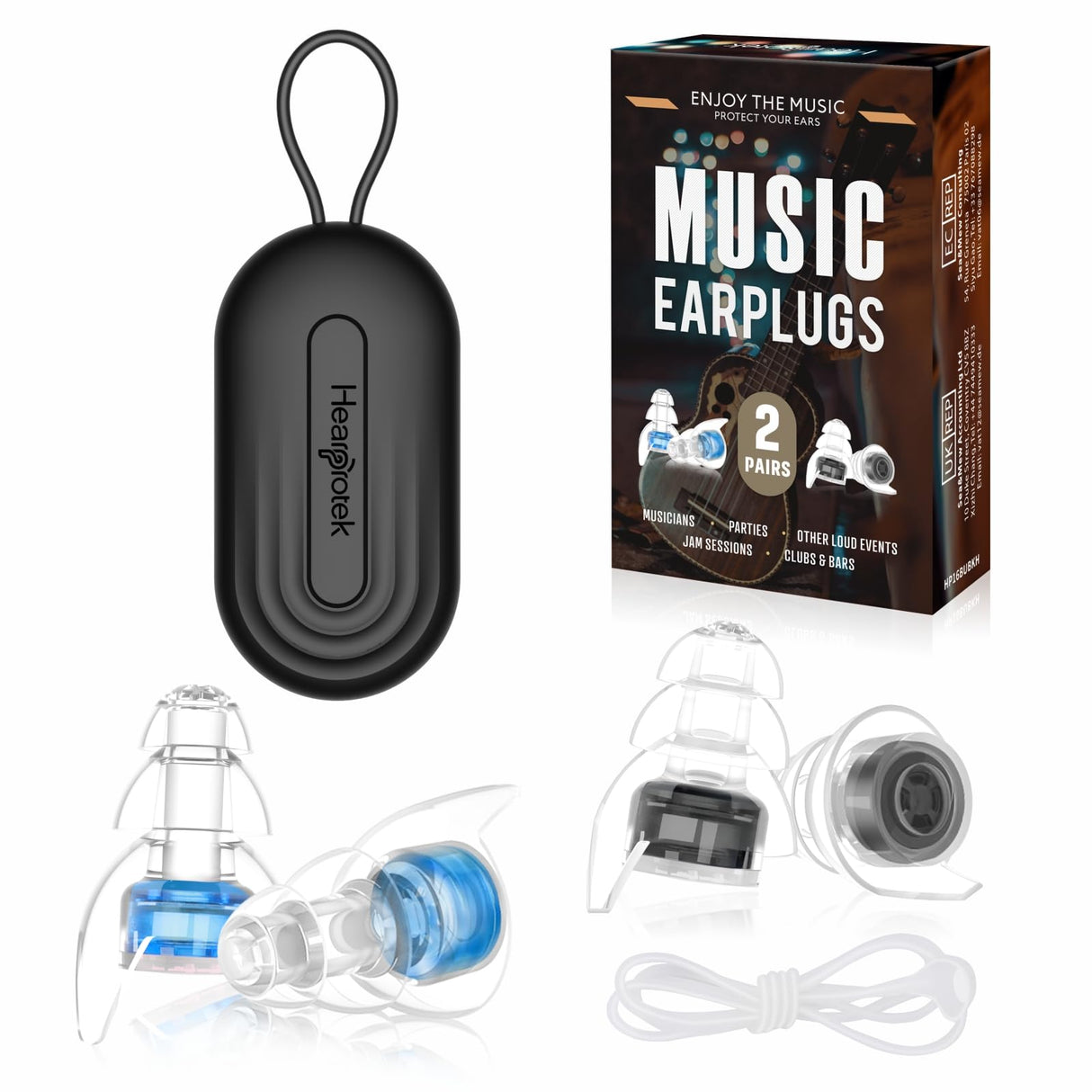 Hearprotek Concert Ear Plugs, 2Pairs Reusable high Fidelity Musician Ear Plugs for Concerts Loud Music-Noise Reduction Ear Protection earplugs for Rave,Festival,Music,Tinnitus Relief