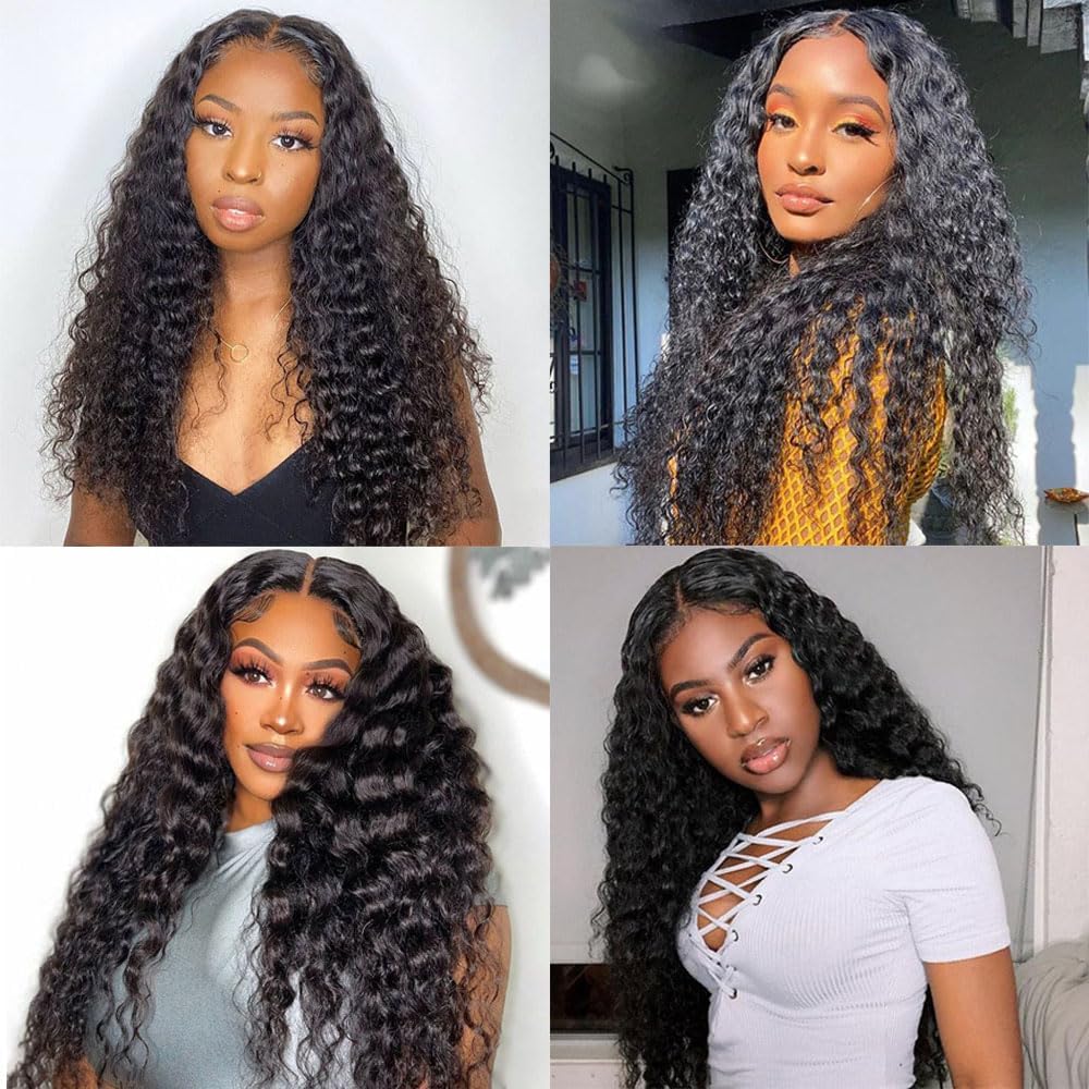 Deep Wave Human Hair Bundles 20 22 24 Inch Deep Wave Bundles Deep Curly Human Hair Bundles Unprocessed Brazilian Virgin Wet And Wavy Weave 3 Bundles 12A Human Hair Extensions