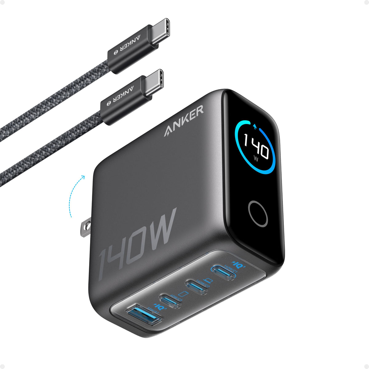 Anker 140W Max 4-Port GaN Charging Blocks,Smart Display for MacBook Charger