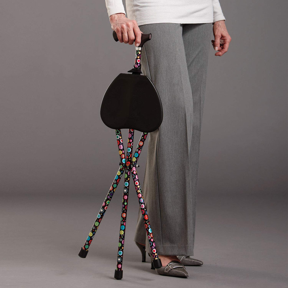 Switch Sticks Walking Stick, Walking Cane, Cane Chair, Quad Cane and Folding Cane with Seat is 34 Inches Tall, FSA and HSA Eligible, Supports Up to 220 Pounds, Bubbles