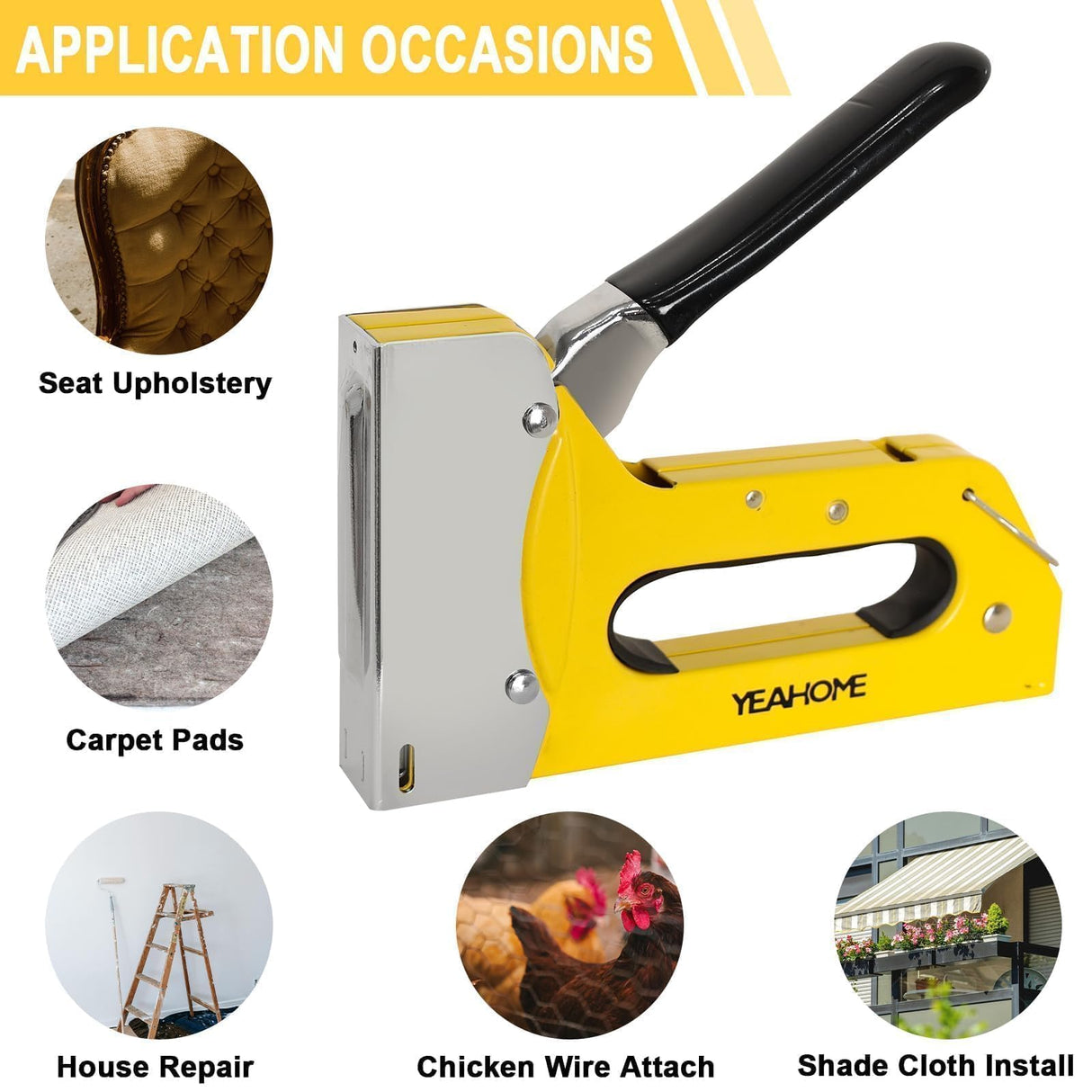 YEAHOME T50 Heavy Duty Staple Gun Kit, Upholstery Staple Gun with 6000 T50 Staples of 1/4, 3/8, 1/2 Inch, Manual Stapler Gun for Wood, Crafts, Wall, DIY & Professional Use