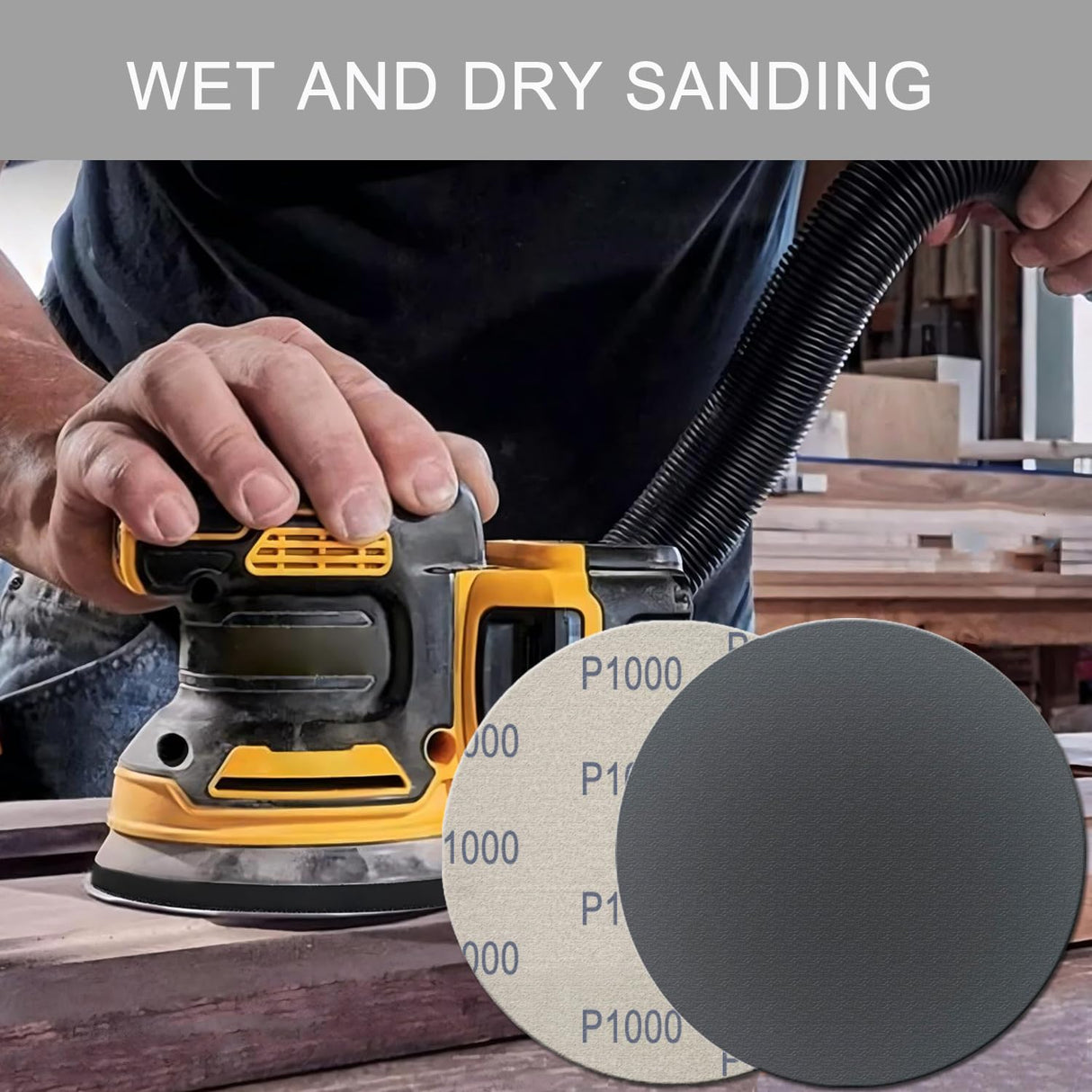 6 Inch 50 Pcs Wet Dry Sanding Discs Hook and Loop, 320 400 600 800 1000 Assorted Grit Waterproof Sandpaper Silicon Carbide for Random Orbital Sander, Automotive Wood Metal Polishing & Sanding