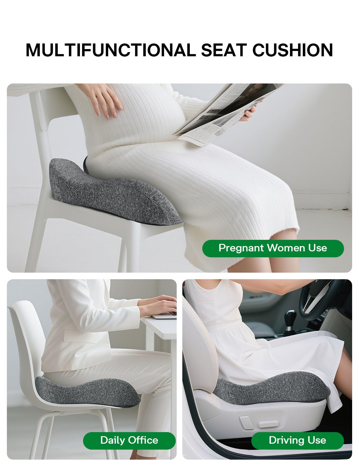 Medisana Seat Cushion - SC 100 Memory Foam Seat Cushions for Office Chairs, Car Seat, Wheelchair - Sciatica & Tailbone & Coccyx Pain Relief Pillow for Driver Sedentary People