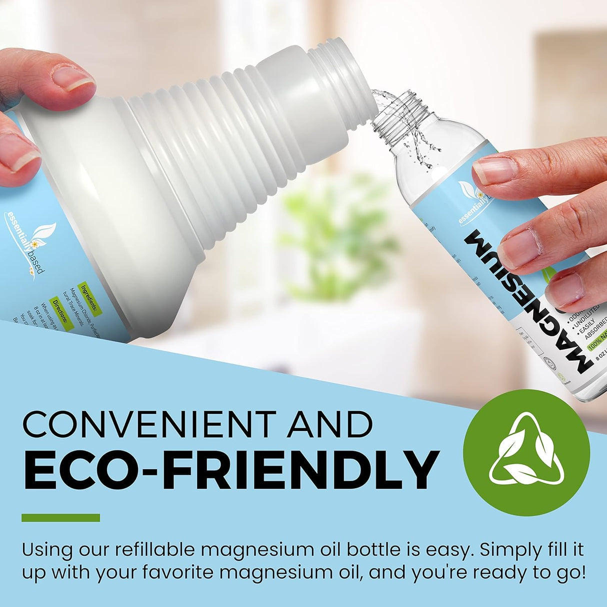 Pure Magnesium Oil Spray 32oz - Topical Magnesium Spray for Sleep Extra Strength - Less Sting - Less Itch - 100% Natural and Organic Oil - Made in USA