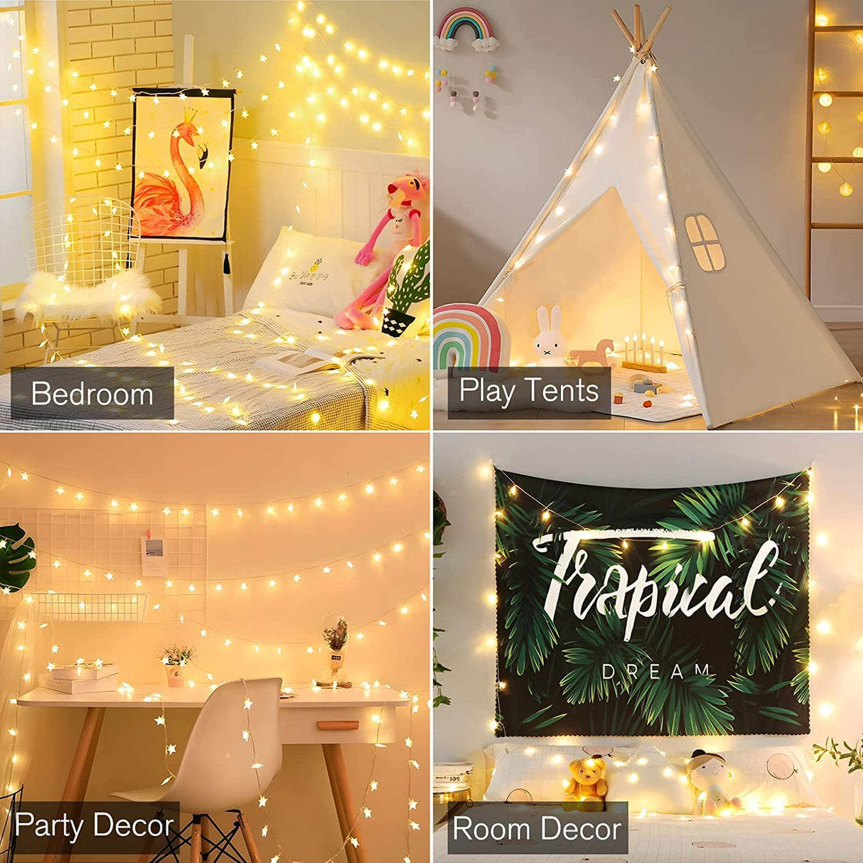 ANJAYLIA Star Lights 10 FT 20 LED Battery Operated String Lights for Bedroom Indoor & Outdoor, Party, Wedding and Ramadan Christmas Decorations 2 Pack Warm White