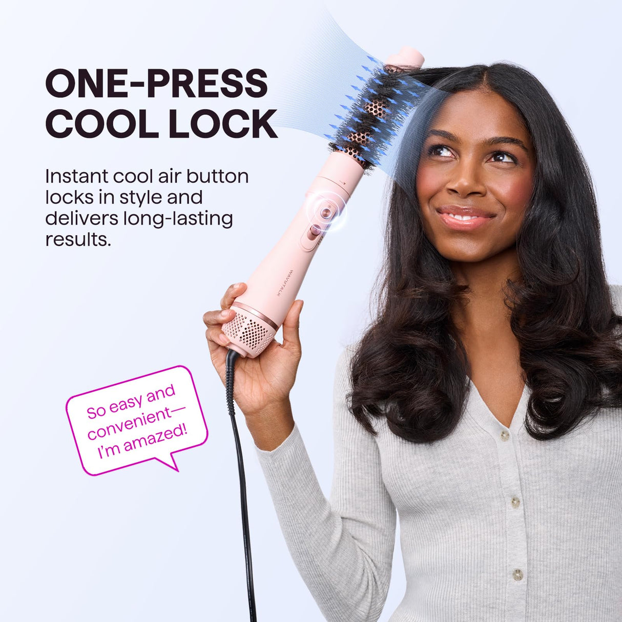 Blow Dryer Brush Set, Wavytalk Air Sculpt 5-in-1 Hot Air Brush Set | Multi Hair Styler for Salon Blowouts, Volumizing, and Straightening, Sleek Frizz-Free for Every Hair Type, Pink
