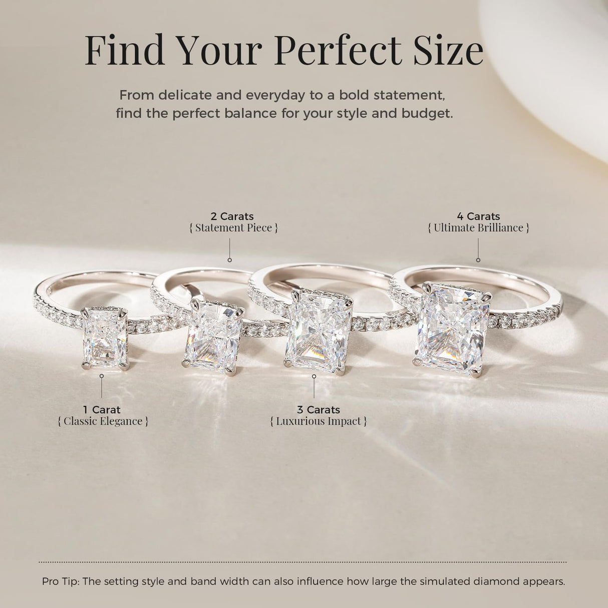 EAMTI 3CT 925 Sterling Silver Engagement Rings Radiant Cut Solitaire Cubic Zirconia CZ Wedding Promise Rings for Her Wedding Bands for Women Size 9