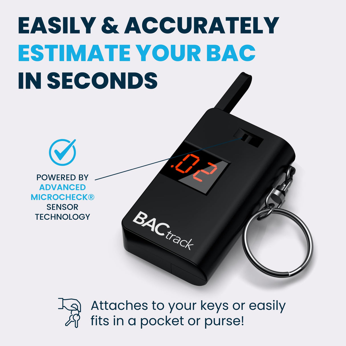BACtrack Keychain Breathalyzer (Black) | Ultra-Portable Pocket Keyring Alcohol Tester for Personal Use