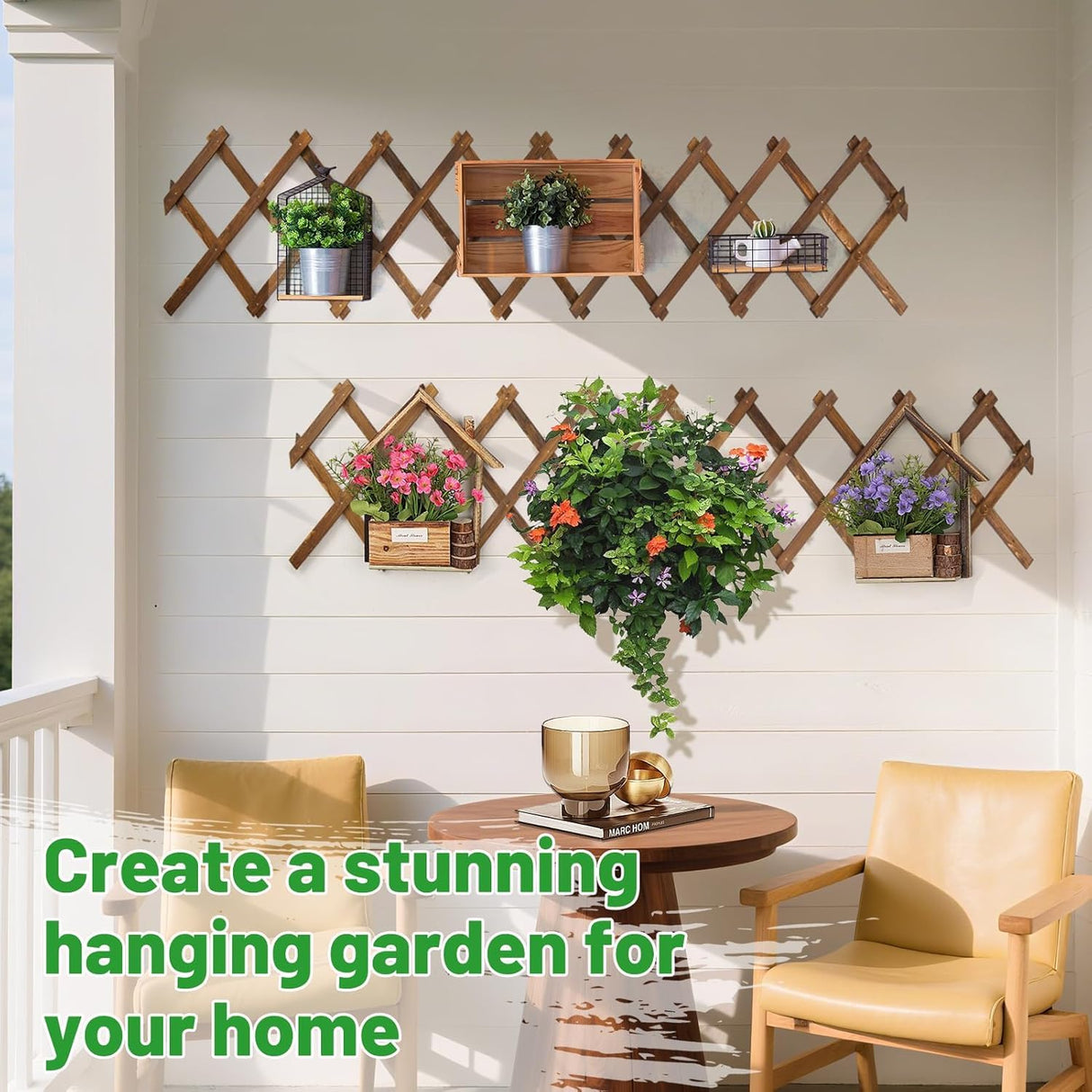 4Pcs 13x78 Expandable Wood Wall Trellis for Climbing Plants Outdoor/Indoor