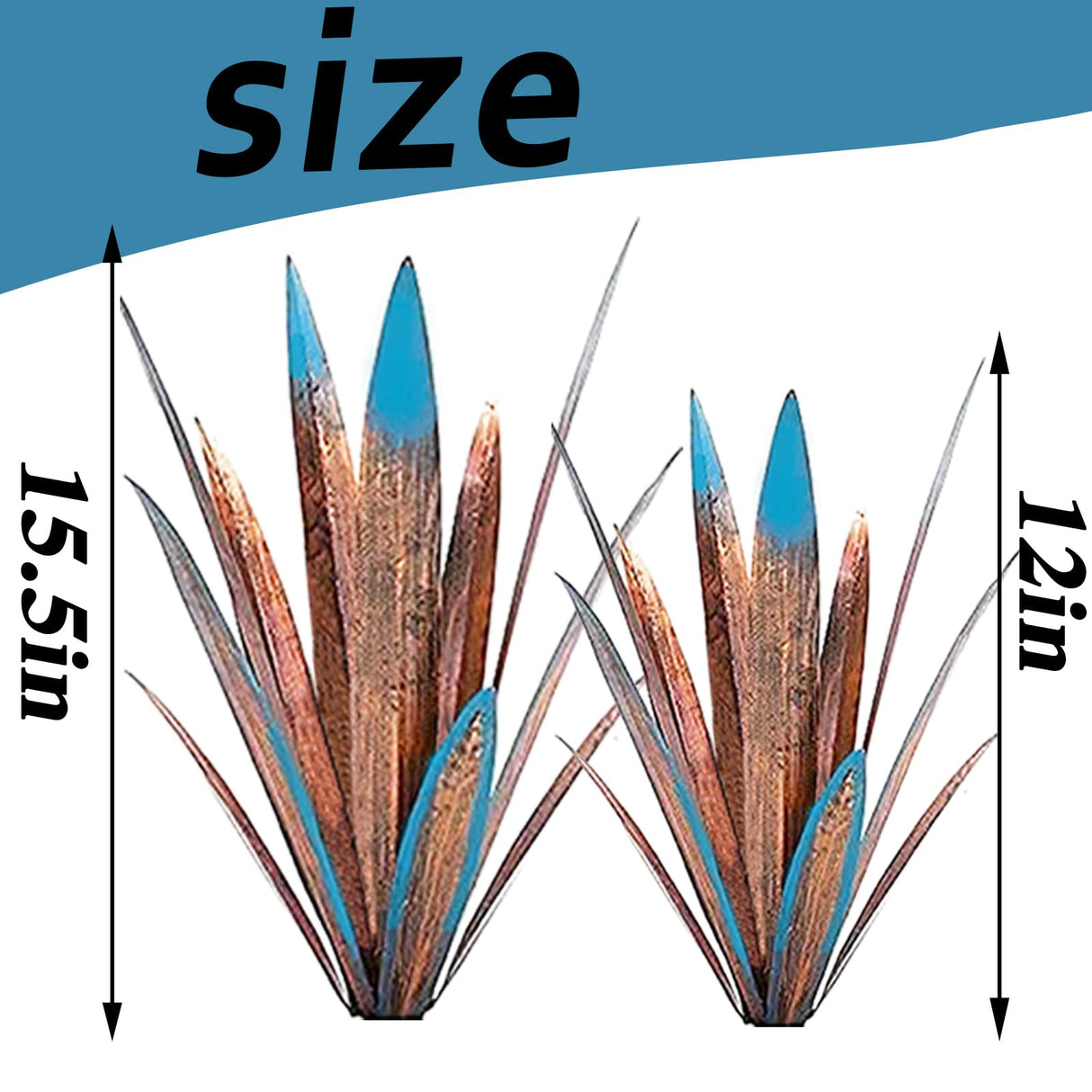 Jesokiibo Tequila Rustic Sculpture DIY Metal Agave Plant Home Decor Rustic Hand Painted Metal Agave Garden Ornaments Outdoor Decor Figurines Home Yard Decorations Stakes Lawn Ornaments (Blue 4PCS)