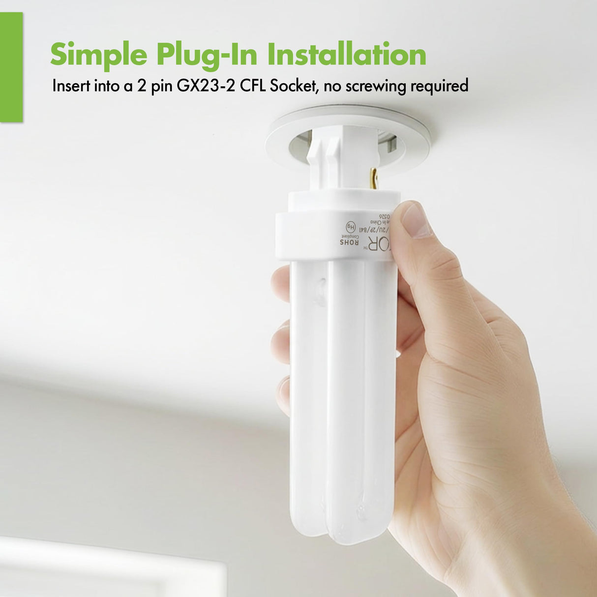 (4 Pack) 13 Watt Double Tube – 2 Pin (GX23-2) Base - 4100K CFL-Plug-in Replacement for Sylvania 21120/20708 - CF13DD/841/ECO - GE 97589 - F13DBX23/841/ECO - Philips 383133 PL-C13W/41/USA/ALTO.