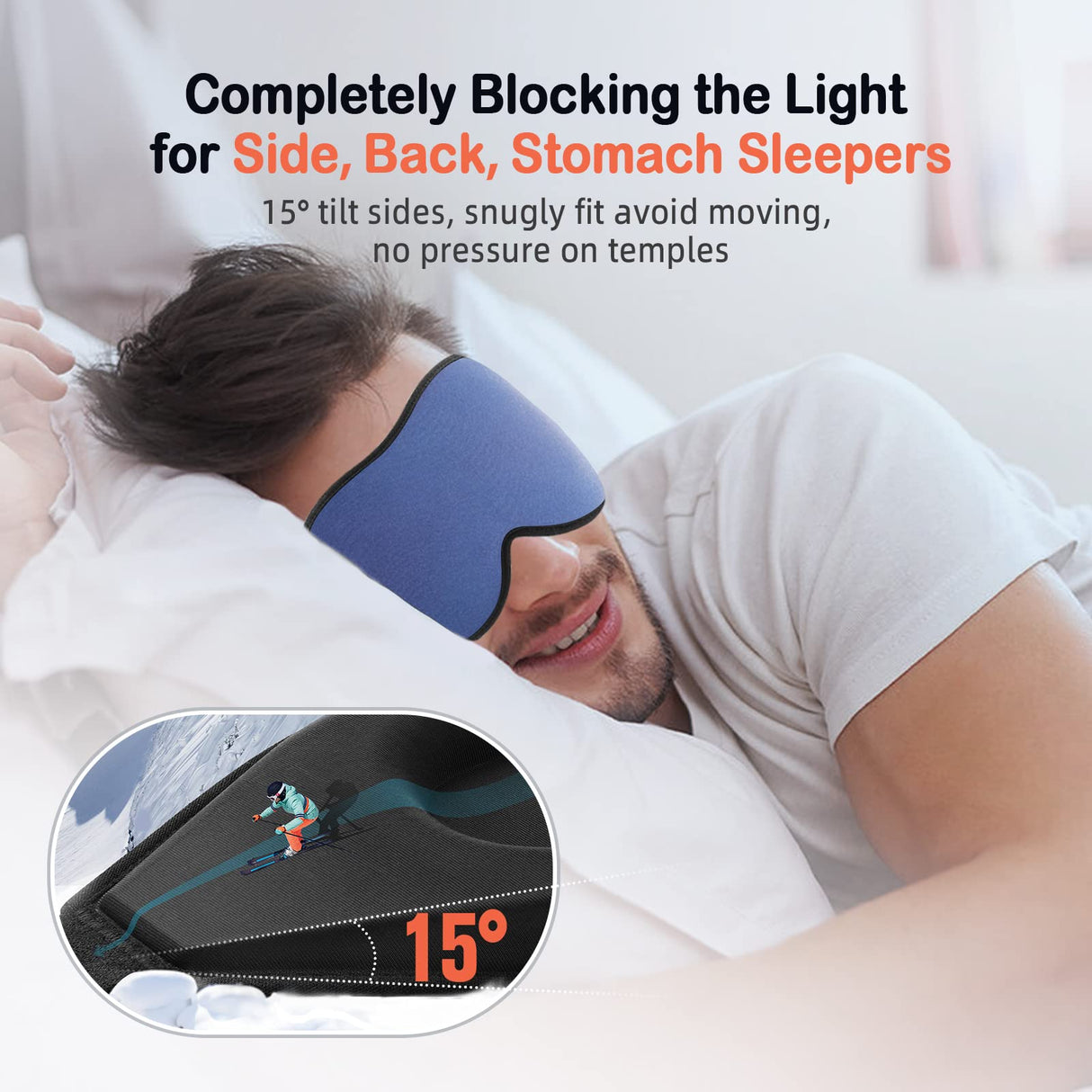 LitBear Sleep Masks, Light Blocking Eye Mask Sleeping for Women Men Side Sleeper, Soft 3D Comfortable Sleeping Mask with Adjustable Elastic Strap for Travel