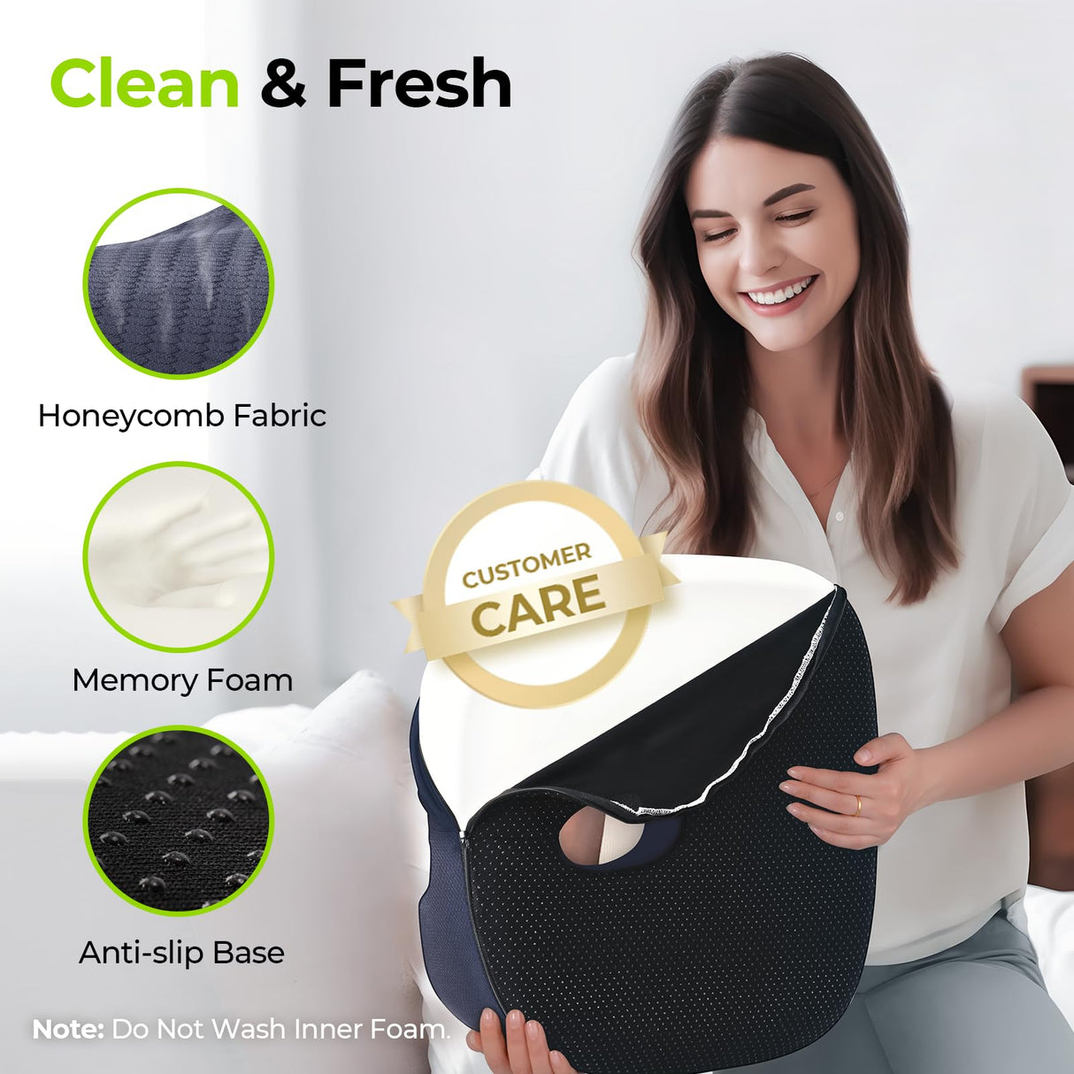 AUVON Innovative Donut Pillow Hemorrhoids Scientific Center Hole and Tailbone Cutout, Orthopedic Pain Relief Donut Seat Cushion for Coccyx, Sciatica, Postpartum Pregnancy, After Surgery Sitting Relief