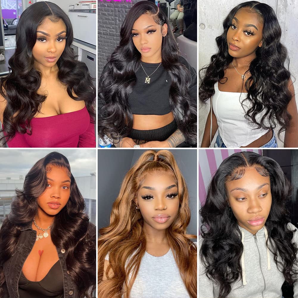 Hedy 220% Density Lace Front Wigs Human Hair Wigs for Black Women Pre Plucked with Baby Hair Body Wave Glueless 10A Lace Closure Wigs Human Hair Natural Color 22 Inch