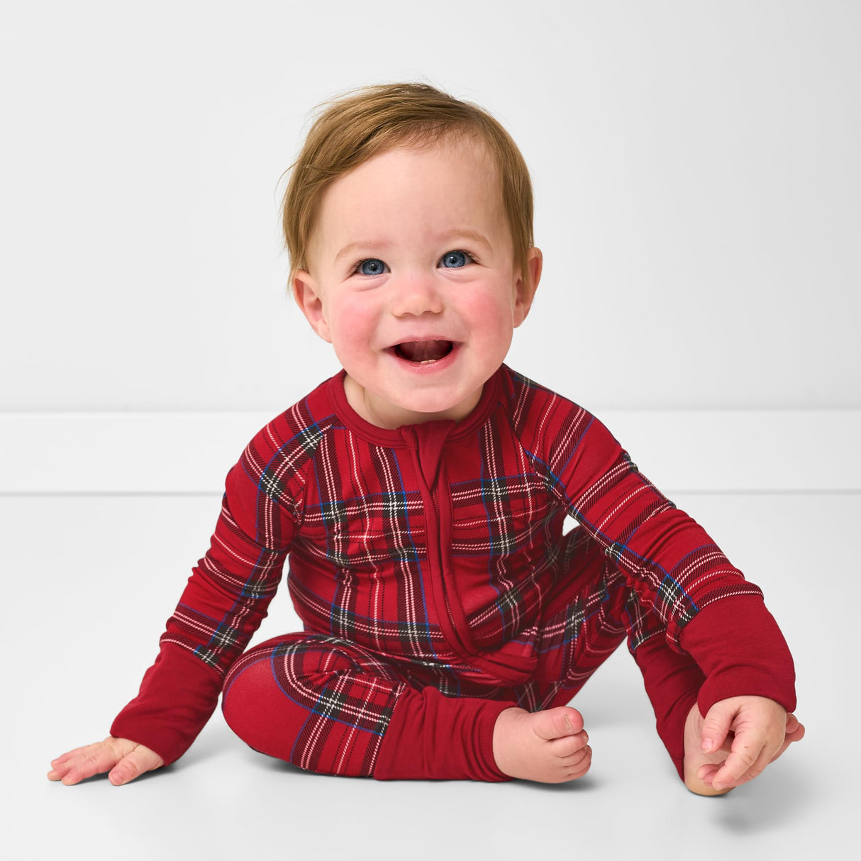 Little Sleepies Christmas Pajamas for Baby Boys & Girls, Viscose from Bamboo Newborn Pajamas, Family Matching Christmas PJs, Holiday Plaid, 6-12 months
