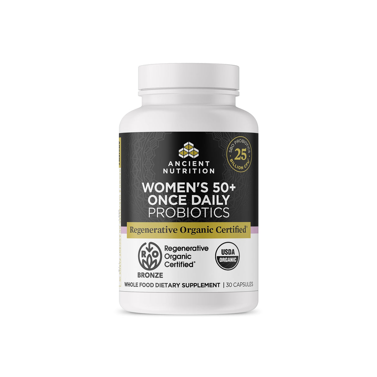 Ancient Nutrition Regenerative Organic Certified Probiotics for Women 50+, Probiotics Women’s 50+ Once Daily, Healthy Digestion and Immune System Support, 25 Billion CFUs* Per Serving, 30 Count