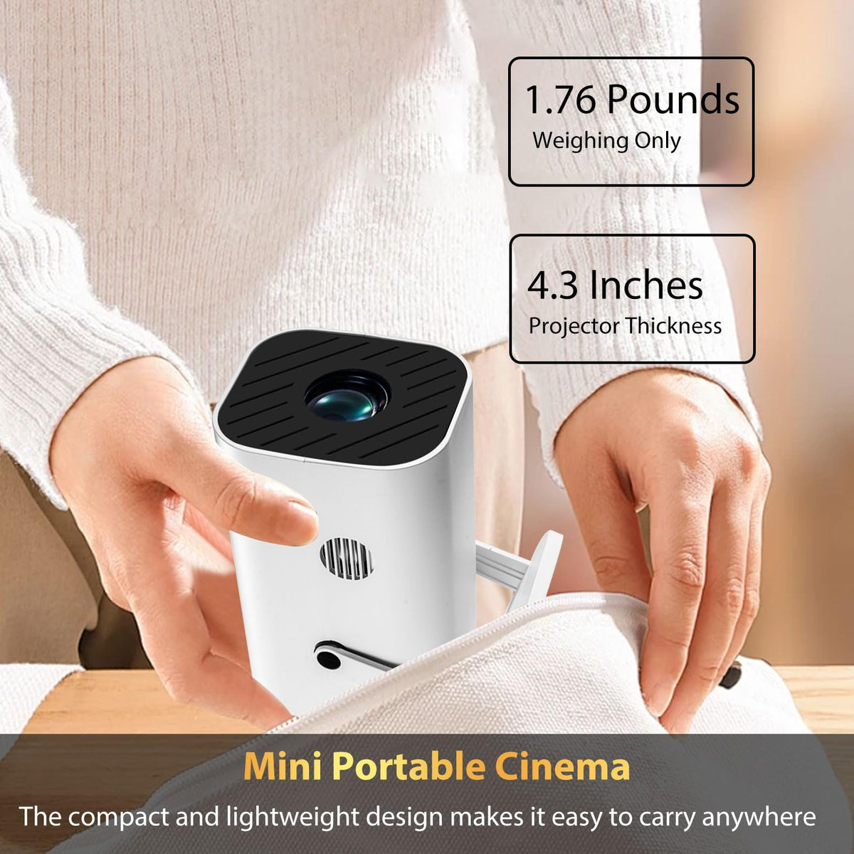 YGSKK Mini Projector with Wifi and Bluetooth, Built-in Apps,Movie Projector