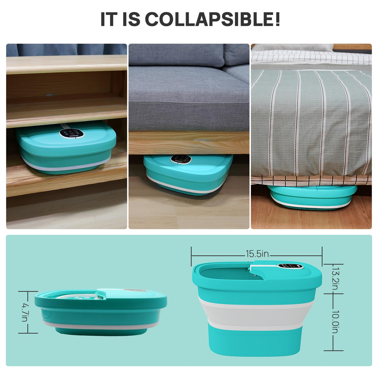 HOSPAN Collapsible Foot Spa Electric Rotary Massage, Foot Bath with Heat, Bubble, Remote, and 24 Motorized Shiatsu Massage Balls. Pedicure Foot Spa for Feet Stress Relief