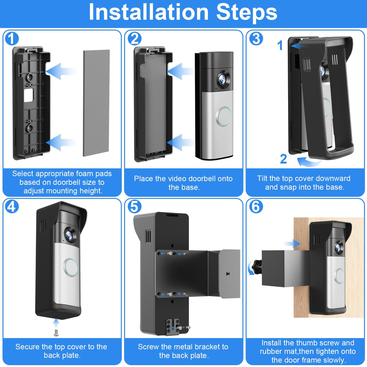 Anti-Theft Doorbell Mount Compatible with Ring Newest 2026 Battery Doorbell/Plus/Pro, No Drill Wireless Video Camera Doorbell Bracket with Rain Cover for Apartment Rental, Not for Security Door
