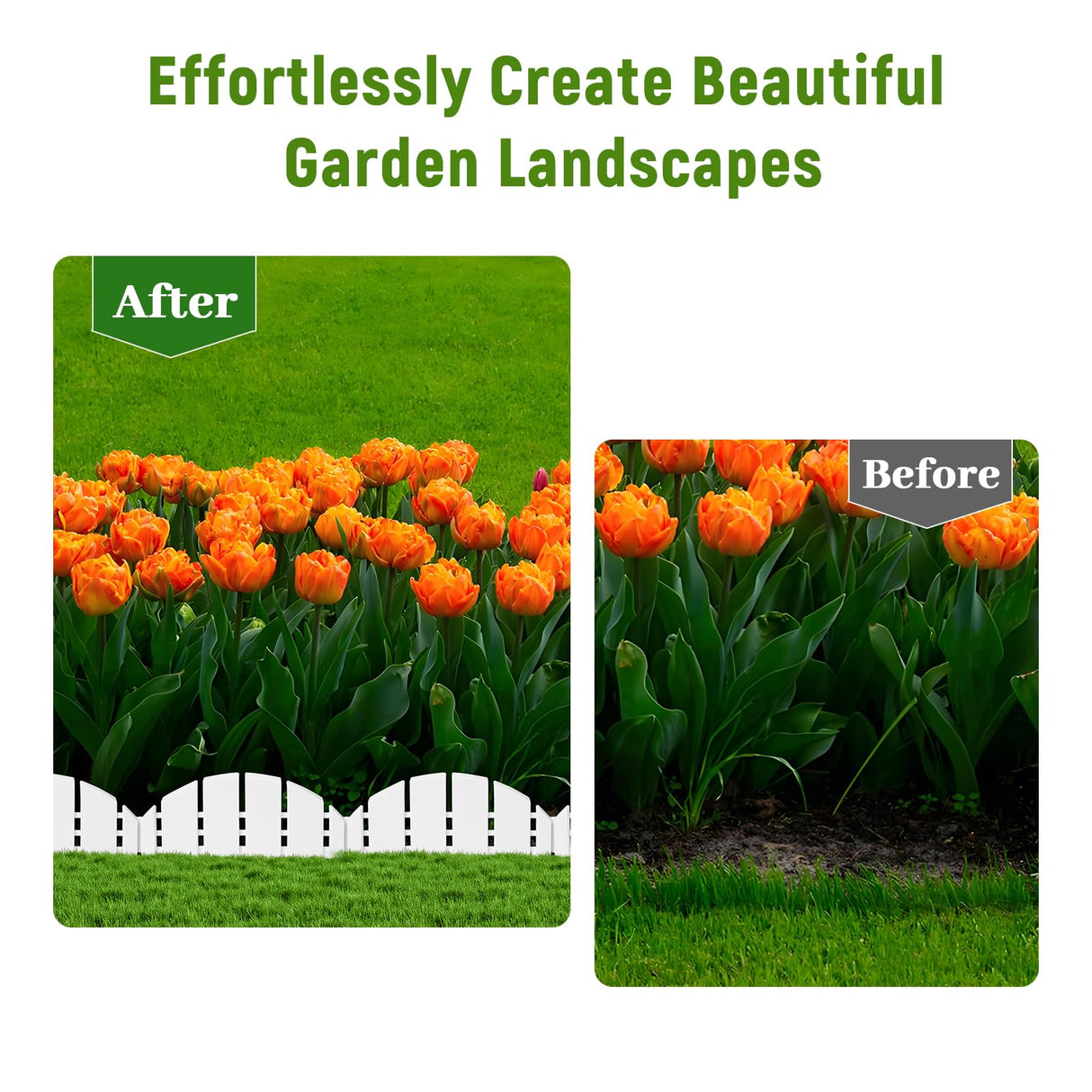 White Garden Edging Flexible Landscape Border with Anchoring Spikes for Lawn Flower Bed Outdoor Decor (30)