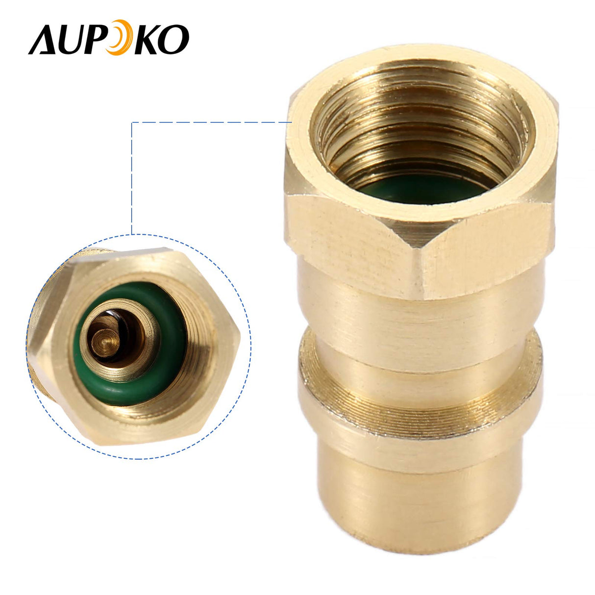 Aupoko A/C Retrofit Valve with Dust Cap, R12 R22 to R134A Fast Quick Conversion, 1/4" to 8v1 Thread, with R134A Quick Coupler Interface and Core Valve