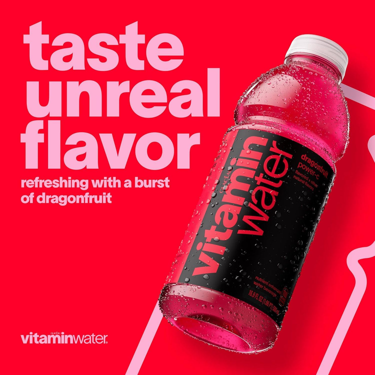 vitaminwater Power-C Dragonfruit, Flavored Water Beverage Bottles, 20 fl oz, 12 Pack