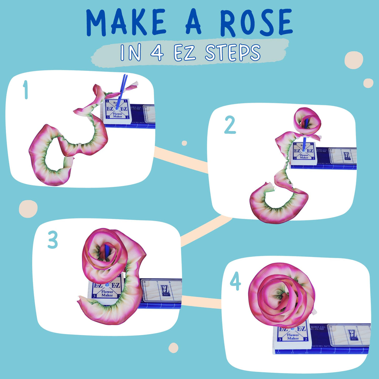 EZ Bow Maker with Rose and Flower Maker Attachment - Easy Bow and Flower Maker Tool Kit for Ribbon, Crafts, Wreaths, Gift Bows, Hair Bows, Flowers, Roses, Christmas Decor Bowmaking, Weddings