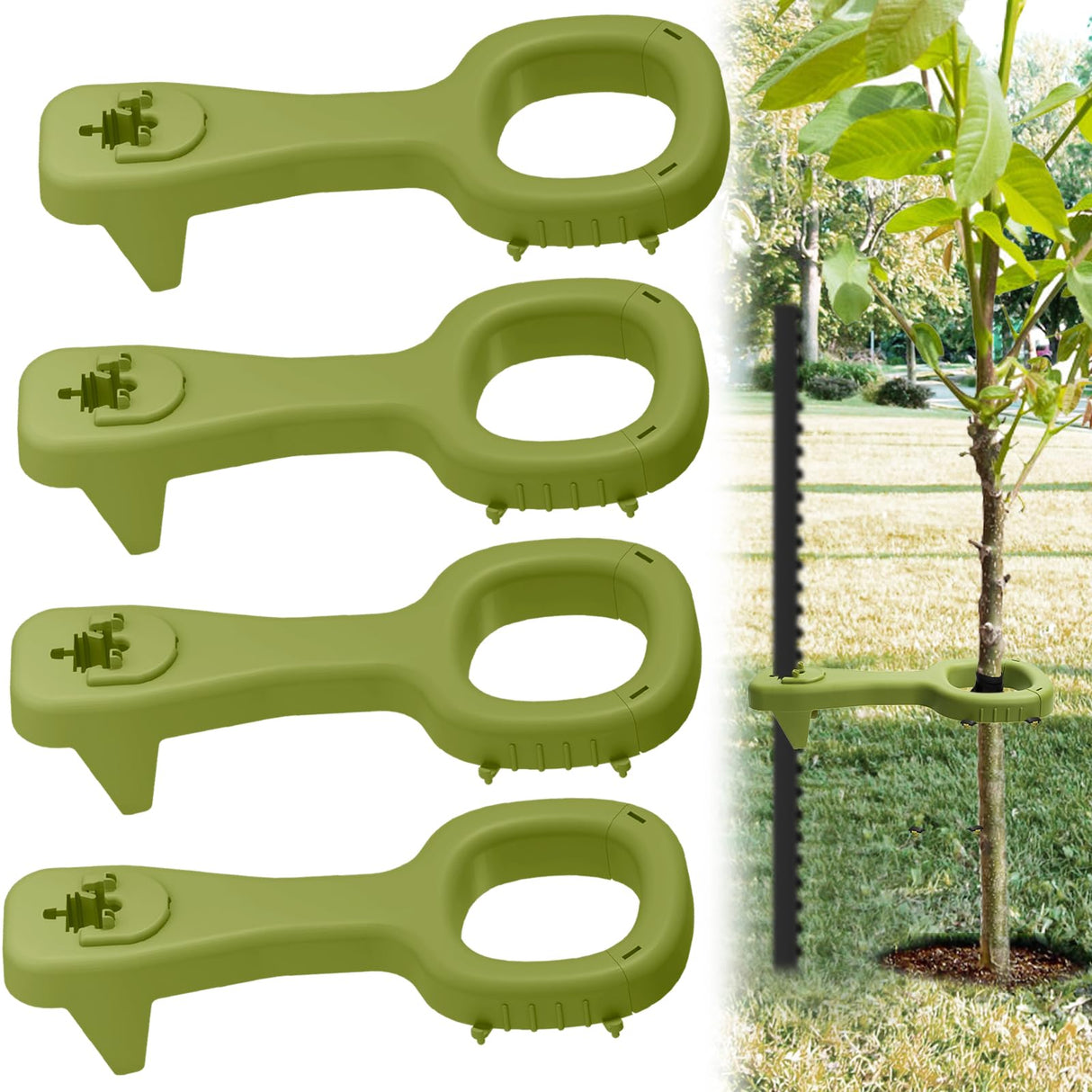 Tree Supports Young Trees, 4PC Tree Stake Stabilizer Kit for Leaning Tree