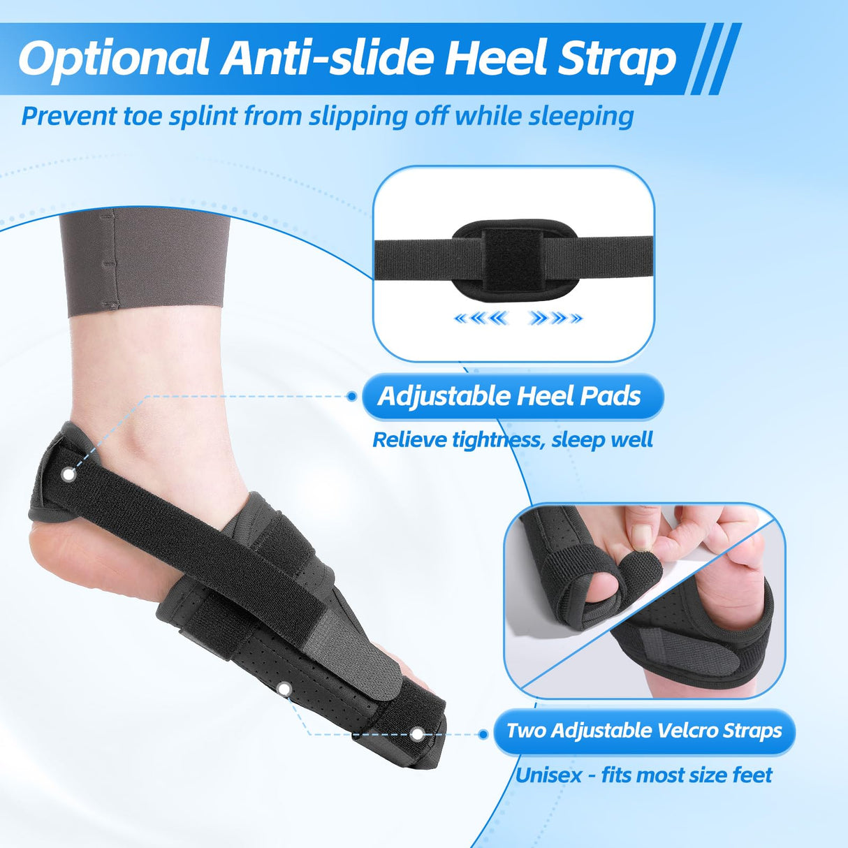 Chonario Big Toe Splint for Broken Toe, Fracture Big Toe Protectors Support for Sprains, Arthritis, Turf Toe, Women & Men, Big Toe Brace with 2 Detachable Metal Plates - Left