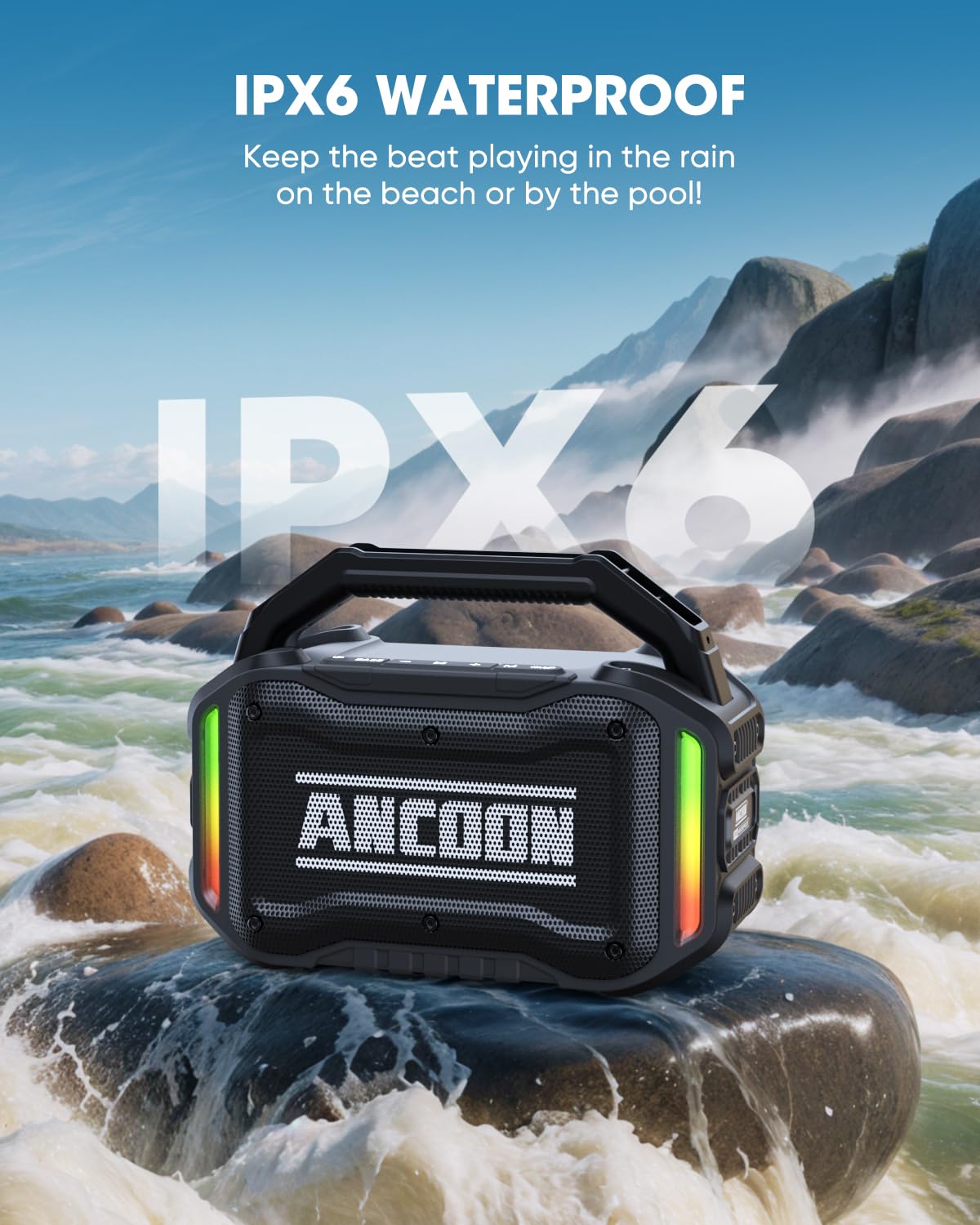 ANCOON Speakers Bluetooth Wireless: 80W(Peak) Loud Speaker with Bass