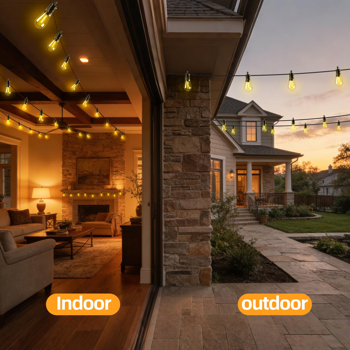 FUANXIEI Solar Lights Outdoor Patio Lights: S14 25M 82FT Solar Powered Remote Control 3 Light Modes Dimmable Solar Waterproof Light - Shatterproof Bulbs - Camping Backyard Garden Deck Outside Yard